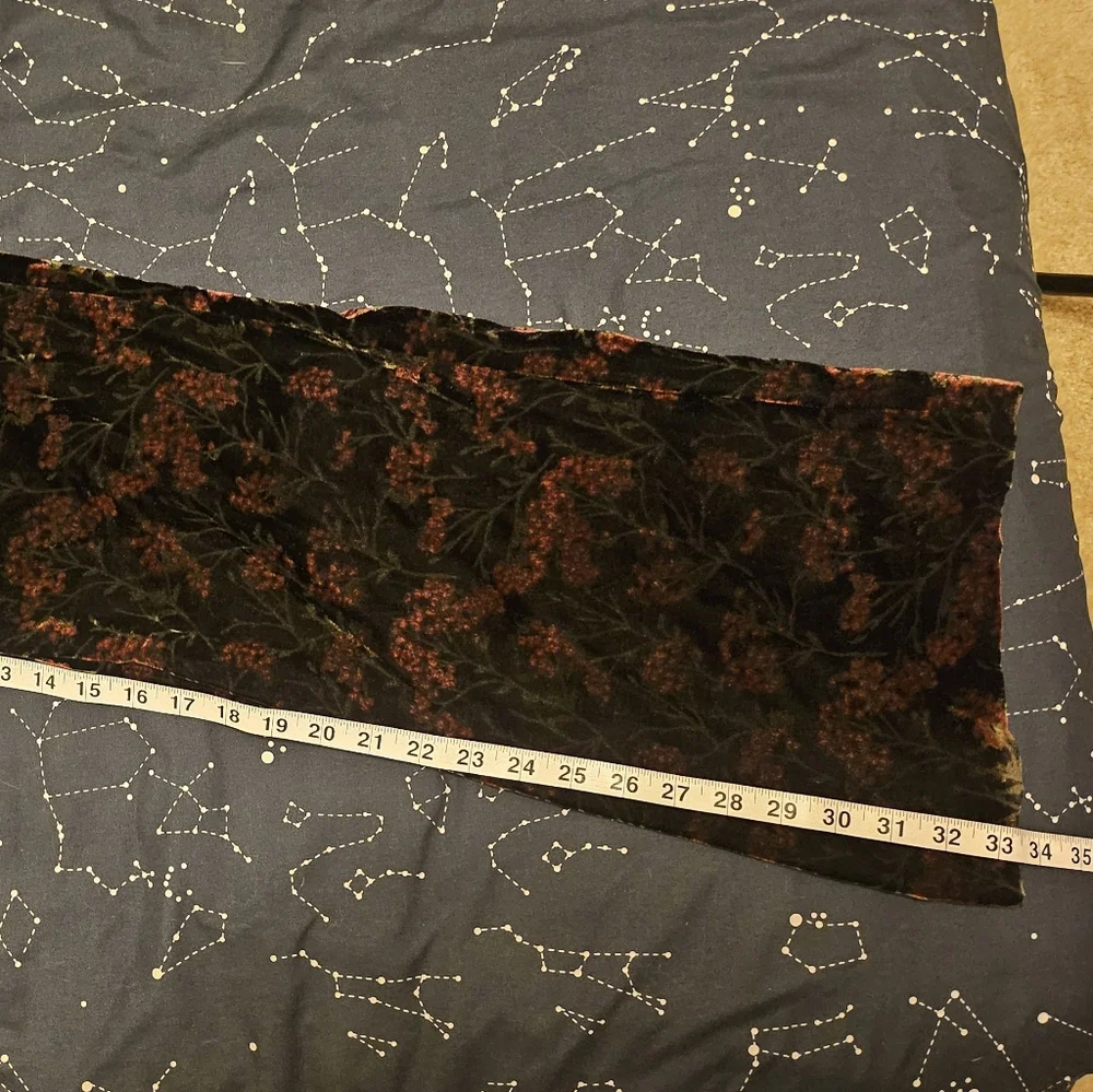 Zara The Charlotte Pant Flare Black Red Floral Velvet Sz S - Picture 7 of 10